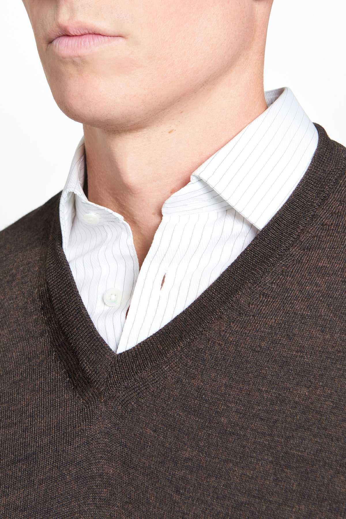 Chocolate Merino Wool V-Neck Sweater