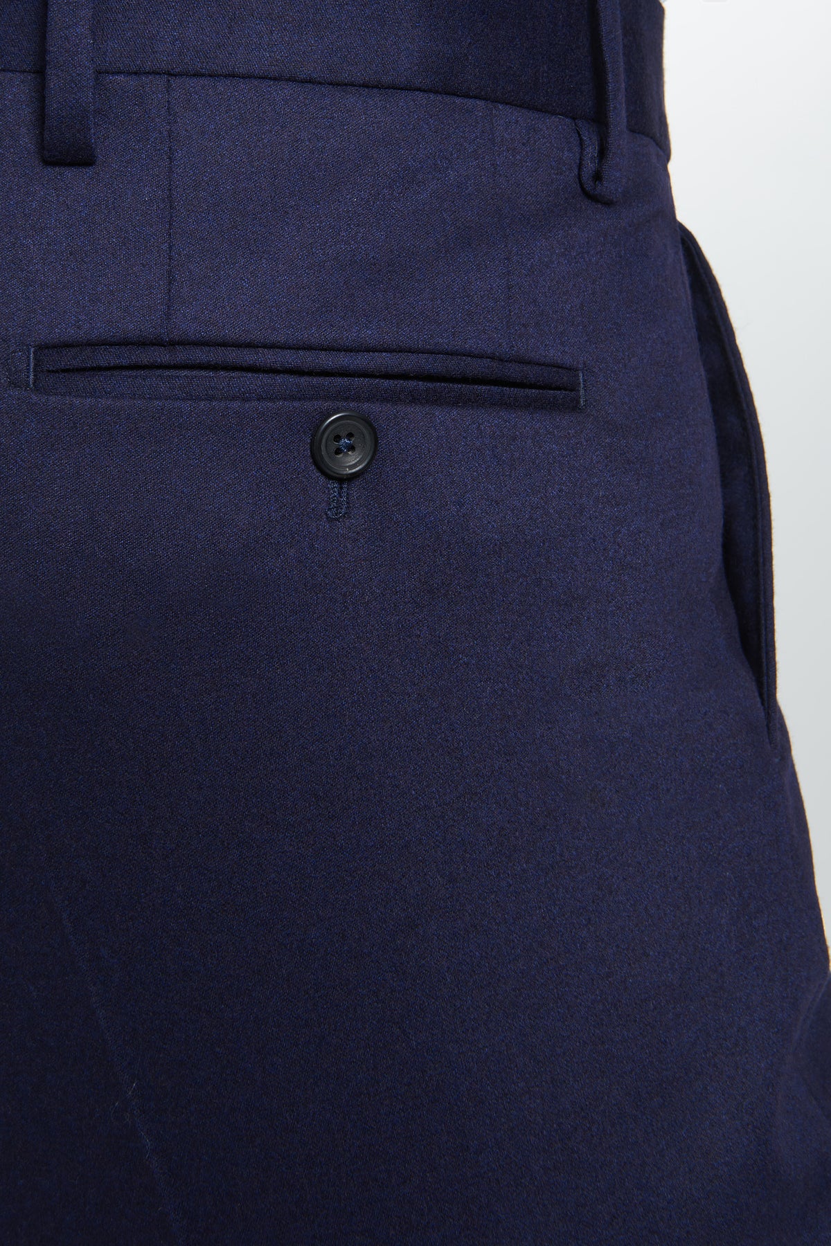 Navy Tailored Fit Twill Flannel Stretch Pleated Trouser