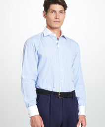 Navy Tailored Fit Twill Flannel Stretch Pleated Trouser