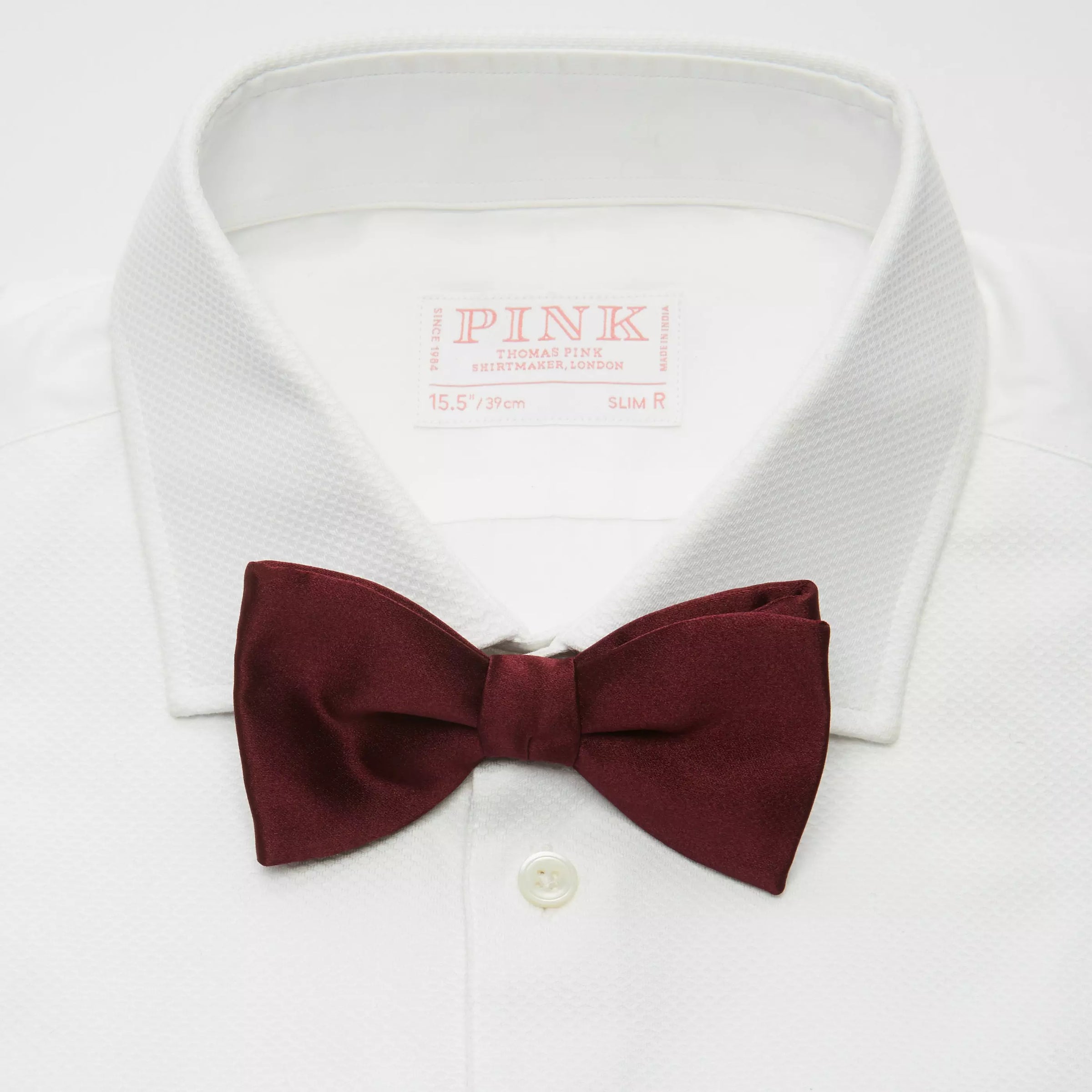 Burgundy Red Silk Satin Pre-Tied Bow Tie