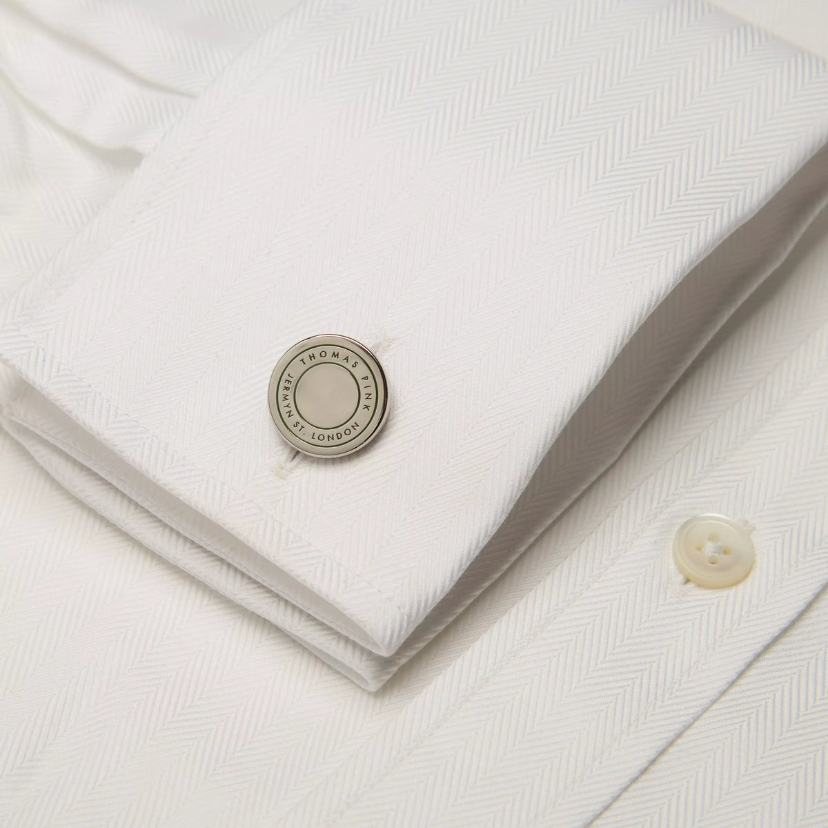 Deep Green Enamel Jermyn St Cufflinks Silver Finish