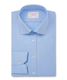 Pale Blue Classic Fit Double Cuff Ramses Poplin Formal Shirt