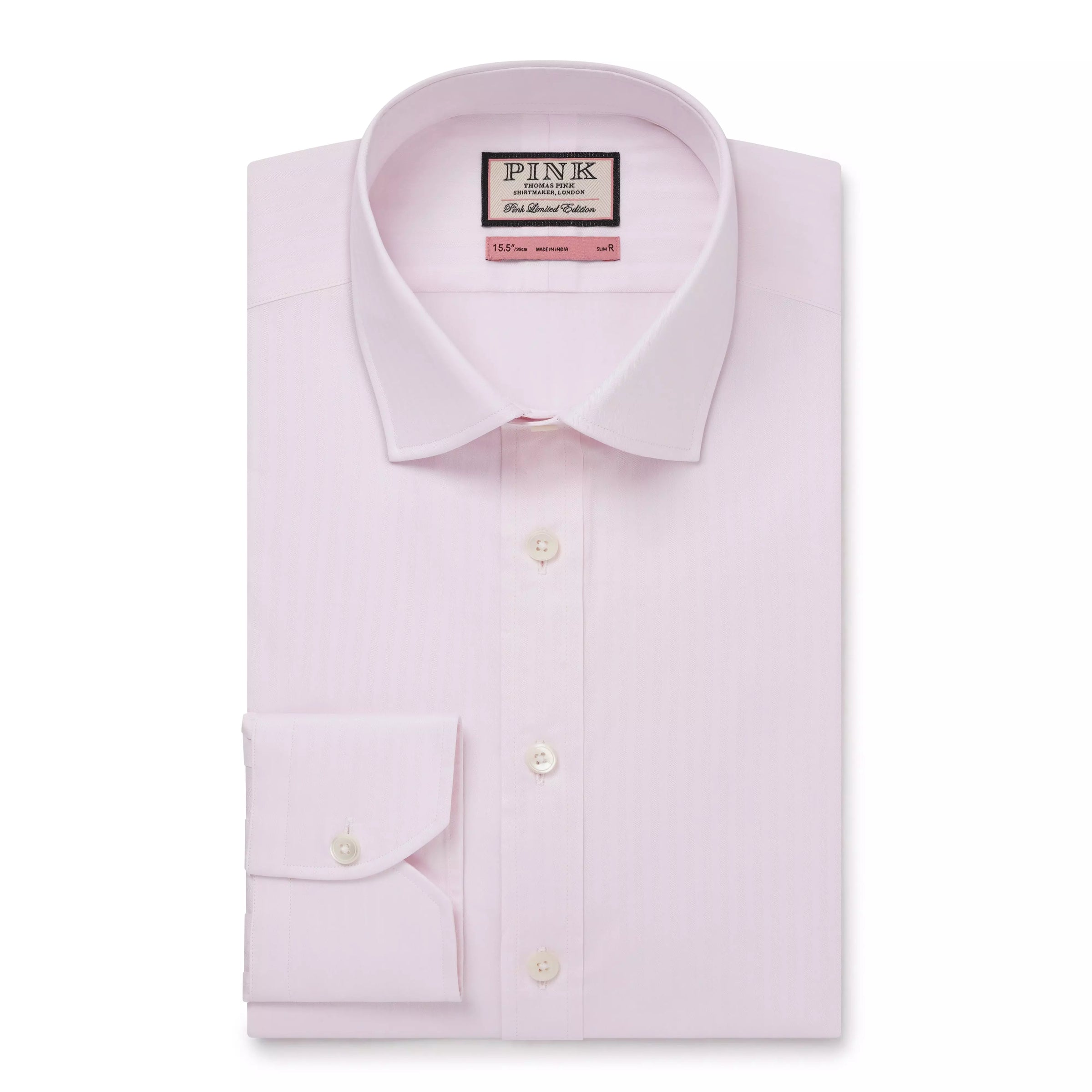 Pale Pink Slim Fit Formal Fine Herringbone Shirt