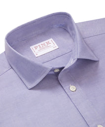 Blue Slim Fit Smart Casual Open Weave Oxford Shirt