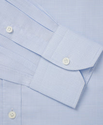 Pale Blue & White Classic Fit Prince of Wales Check Formal Shirt