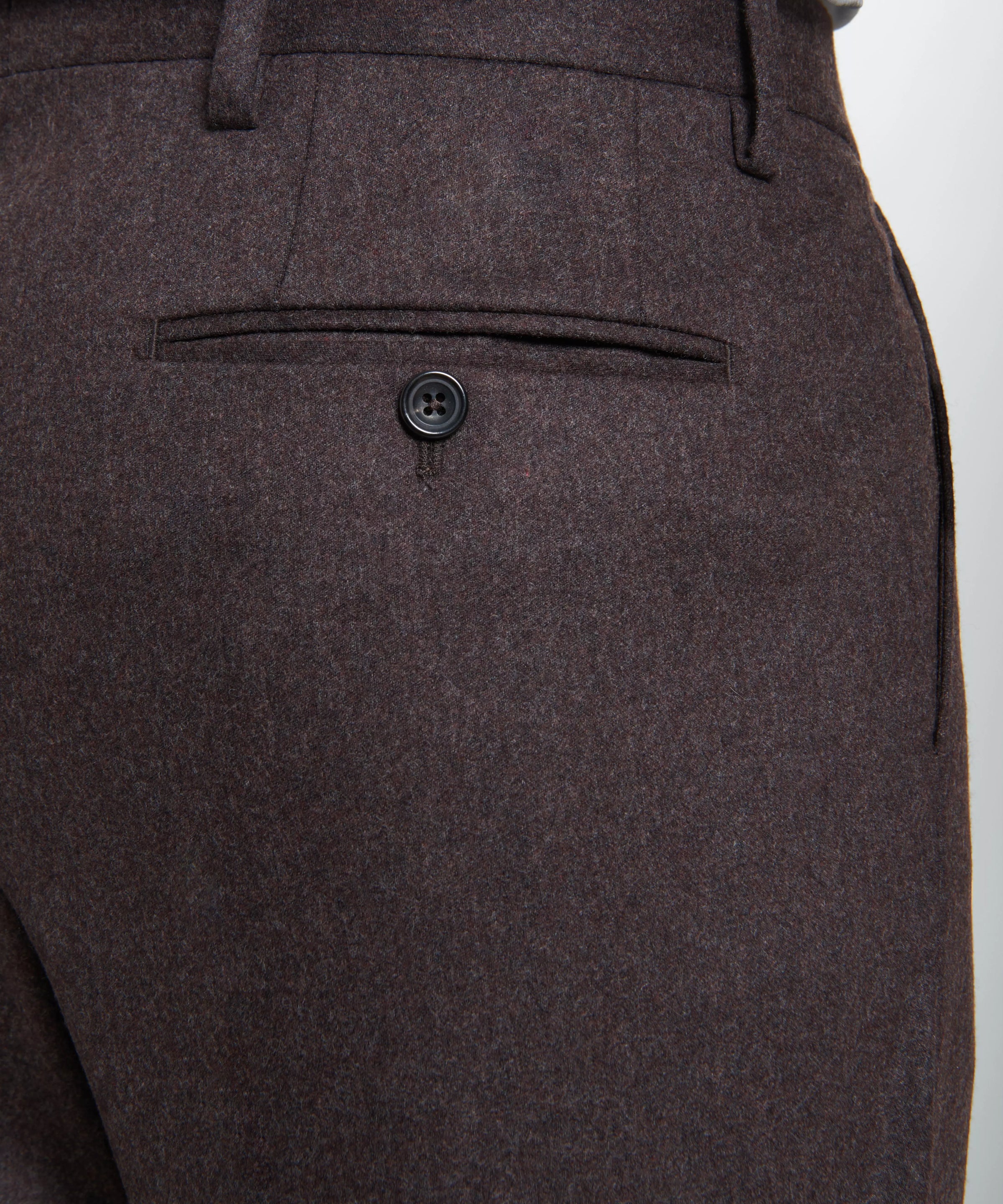 Brown Tailored Fit Twill Flannel Stretch Pleated Trouser