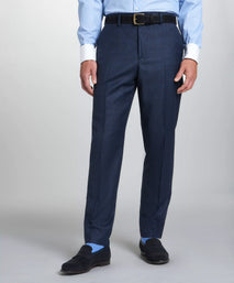Navy & Neutral Tailored Fit Pow Flat Front Trouser