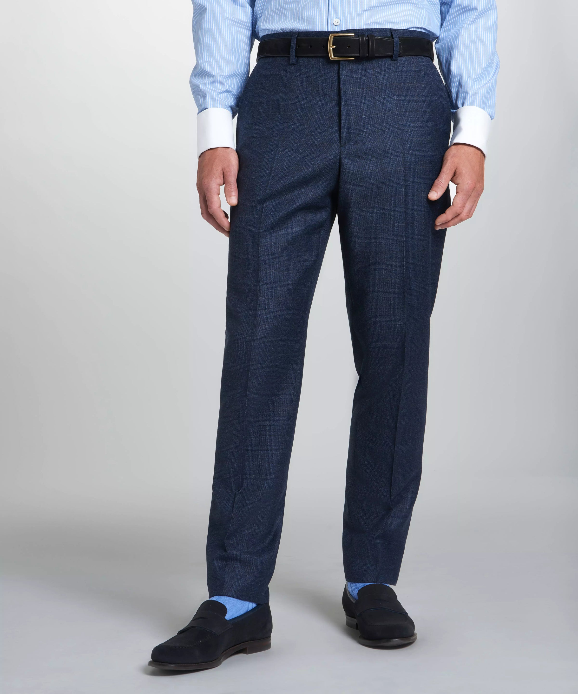 Navy & Neutral Tailored Fit Pow Flat Front Trouser