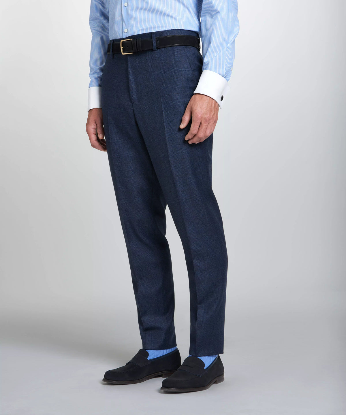 Navy & Neutral Tailored Fit Pow Flat Front Trouser