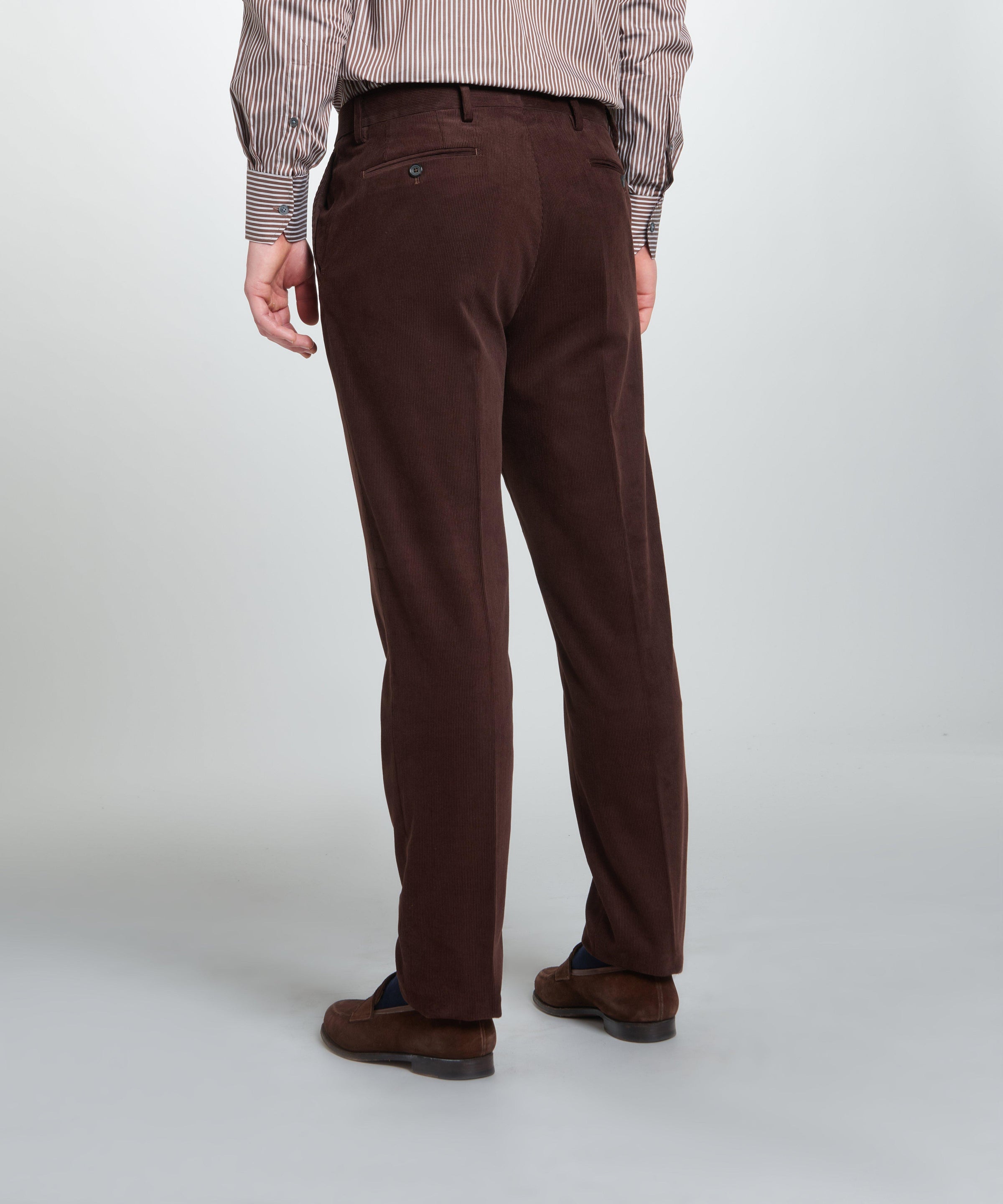 Deep Brown Classic Fit Flat Front Cord Trouser