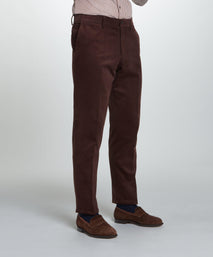 Deep Brown Classic Fit Flat Front Cord Trouser