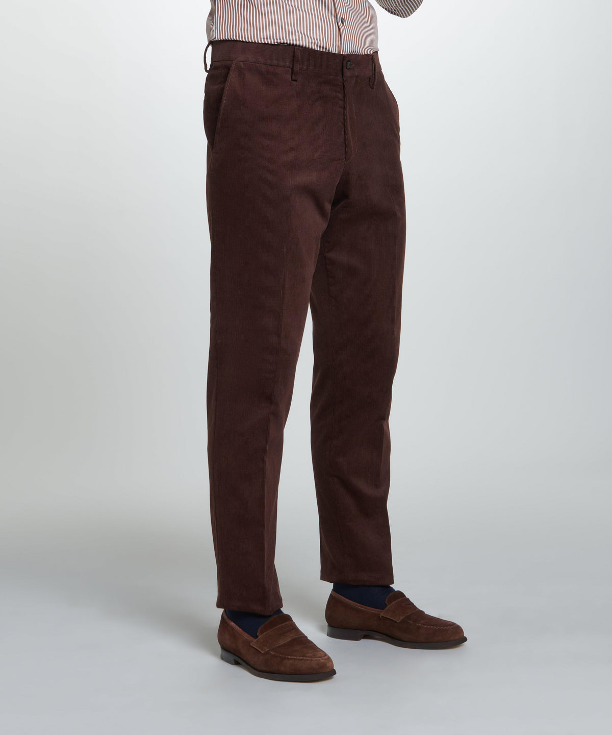 Deep Brown Classic Fit Flat Front Cord Trouser